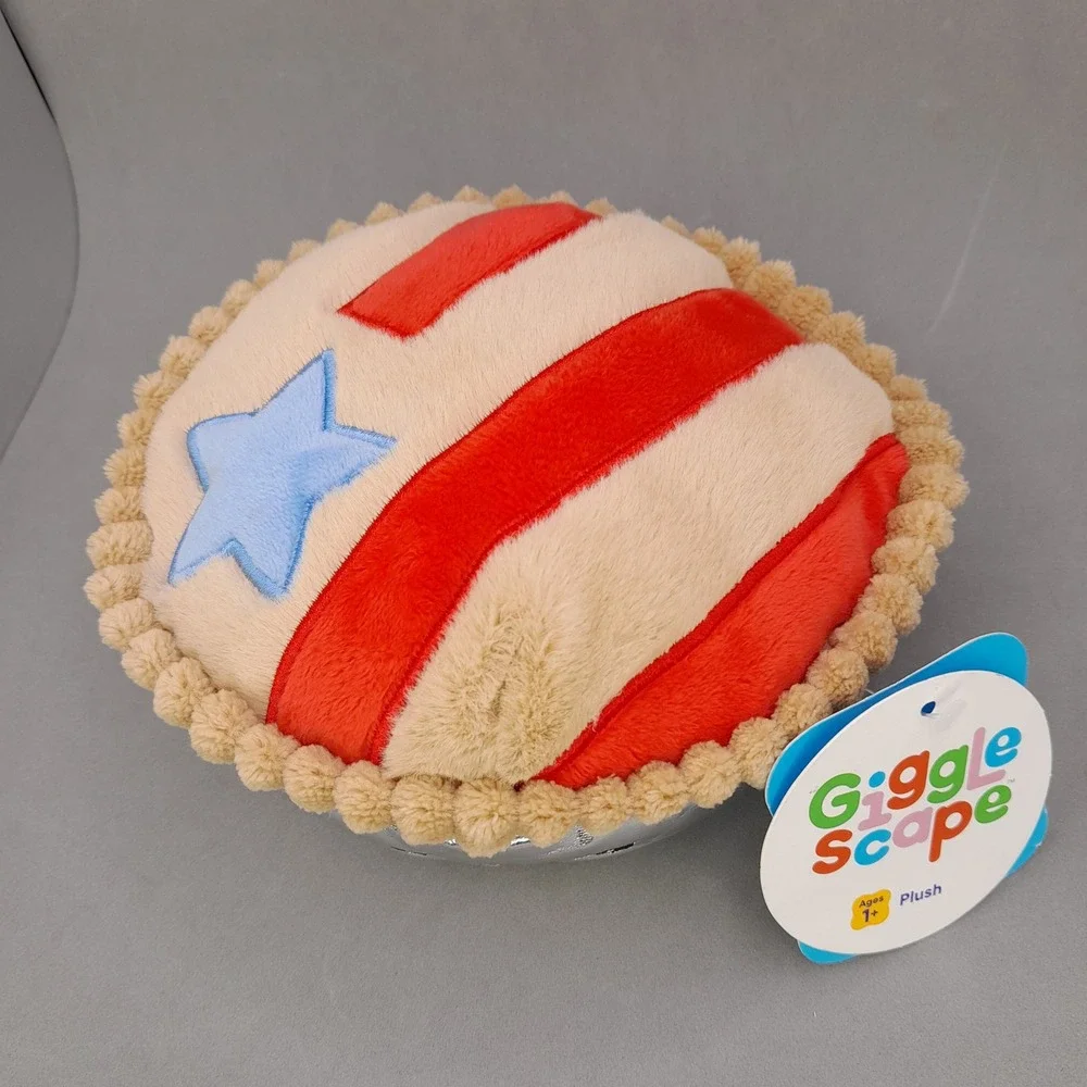 Giggle Scape Patriotic Cherry Pie Plush Toy Silver Red Blue Star New with Tags